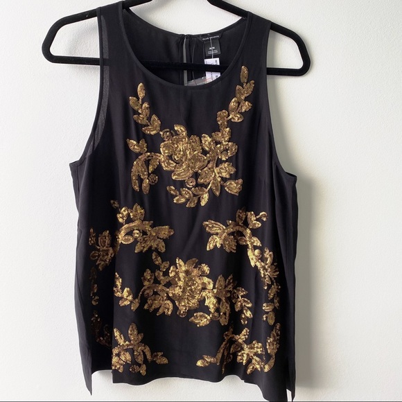 Club Monaco Sequin black tank top NWT